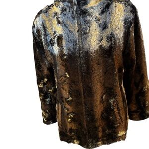 🌸Sold🌸Chico's Black and Brown Teddy Jacket with Textured Shine